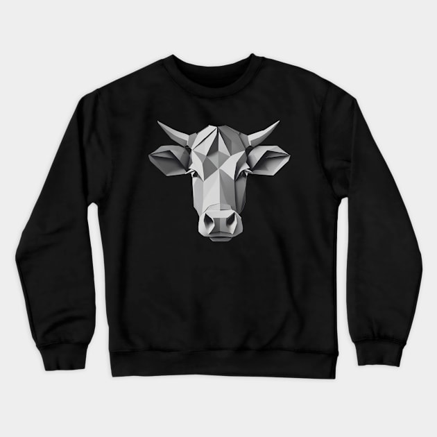 Cow head origami black and white Crewneck Sweatshirt by Marhcuz